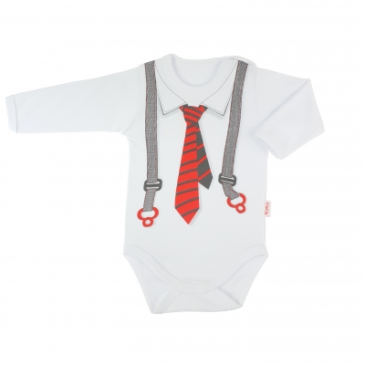 Body niemowlęce z nadrukiem szelek i krawata